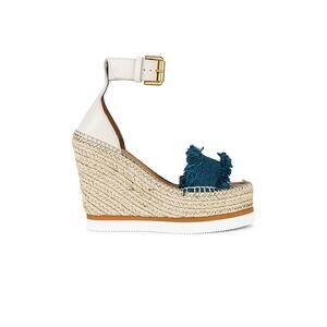 See By Chloe 'Glyn' Blue Leather Wedge Size 37
